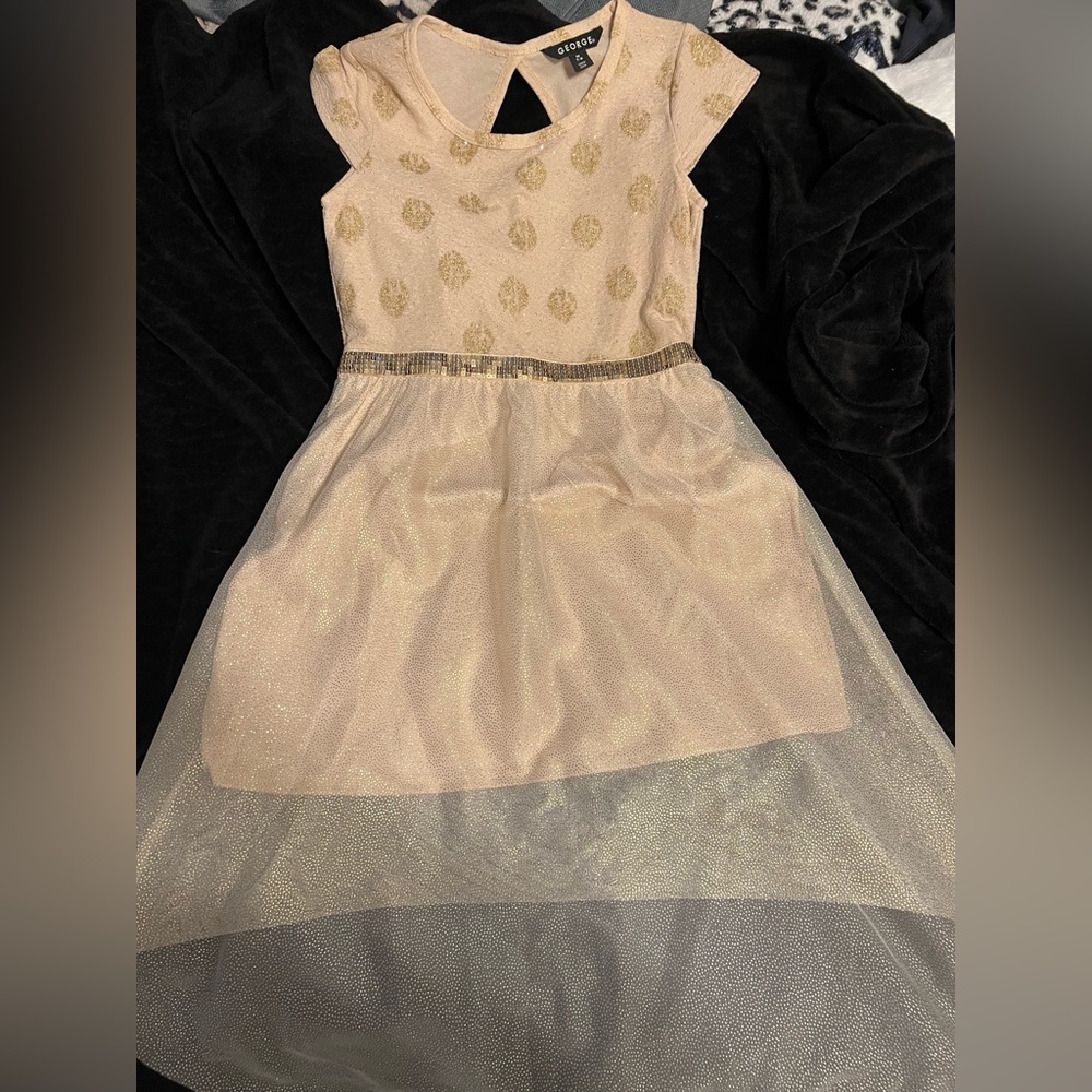 girls gold polka dot dress!!
